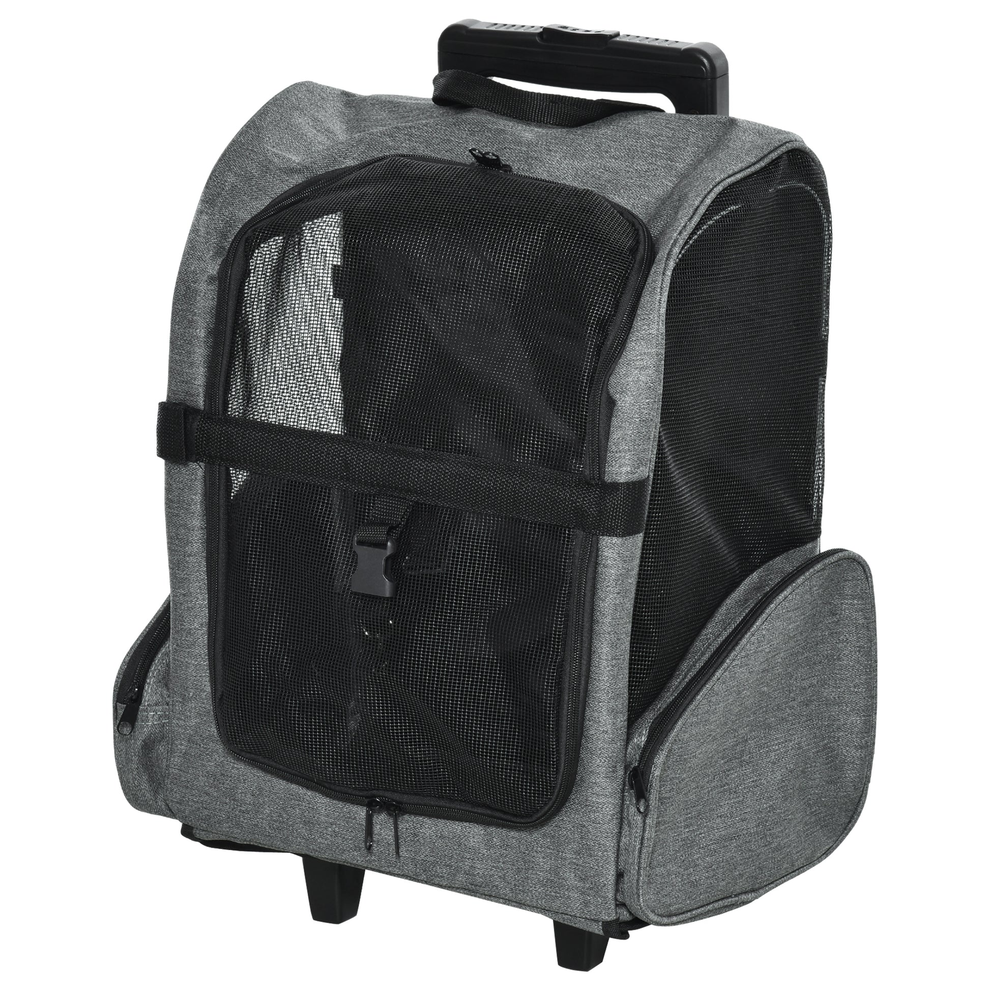 Pet Travel Backpack Bag Cat Puppy Dog Carrier W/ Trolley and Telescopic Wheel