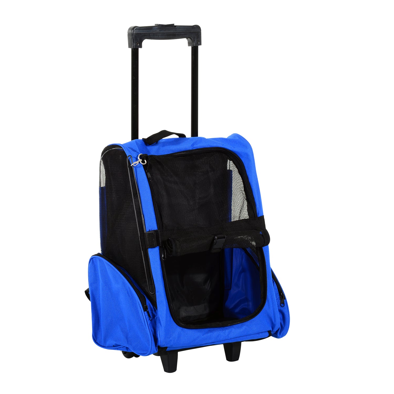 Pet Travel Backpack Bag Cat Puppy Dog Carrier W/ Trolley and Telescopic Wheel