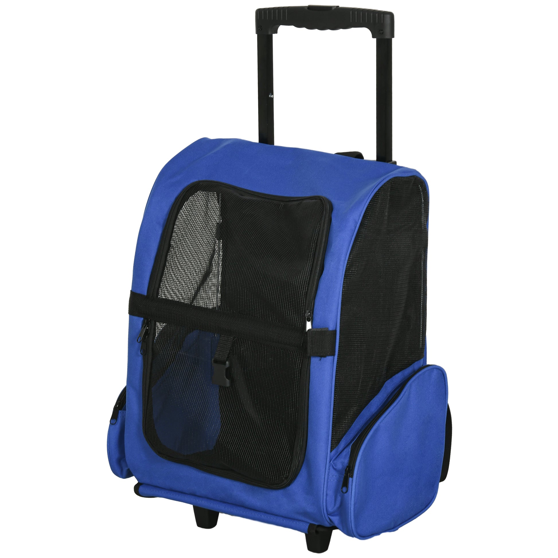 Pet Travel Backpack Bag Cat Puppy Dog Carrier W/ Trolley and Telescopic Wheel