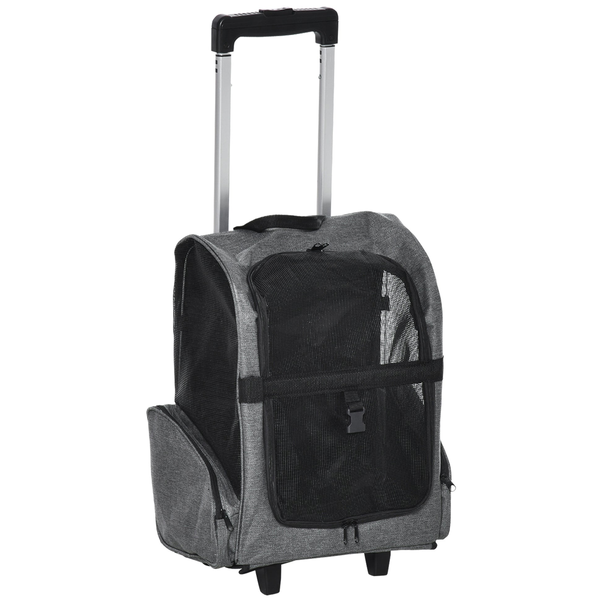 Pet Travel Backpack Bag Cat Puppy Dog Carrier W/ Trolley and Telescopic Wheel