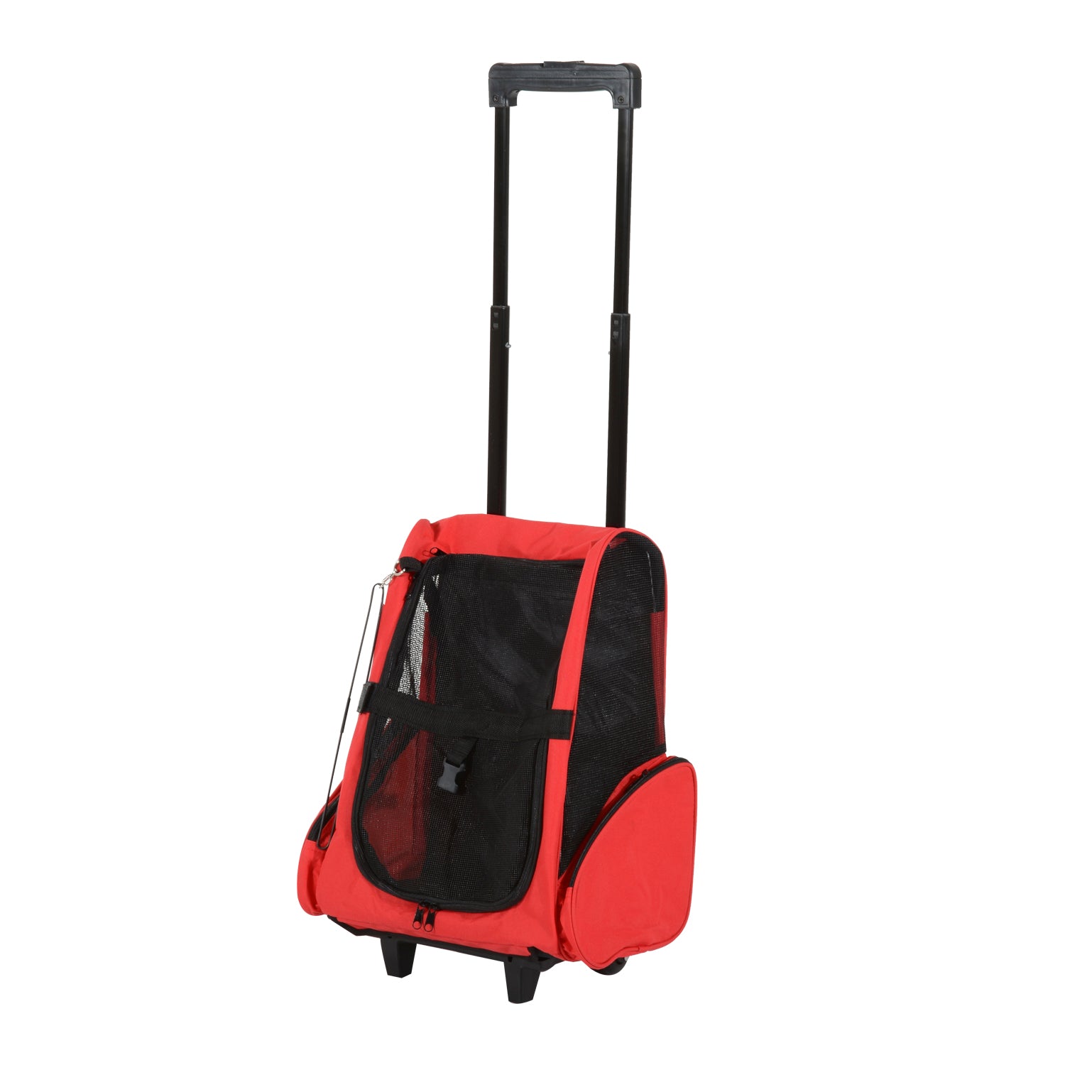 Pet Travel Backpack Bag Cat Puppy Dog Carrier W/ Trolley and Telescopic Wheel