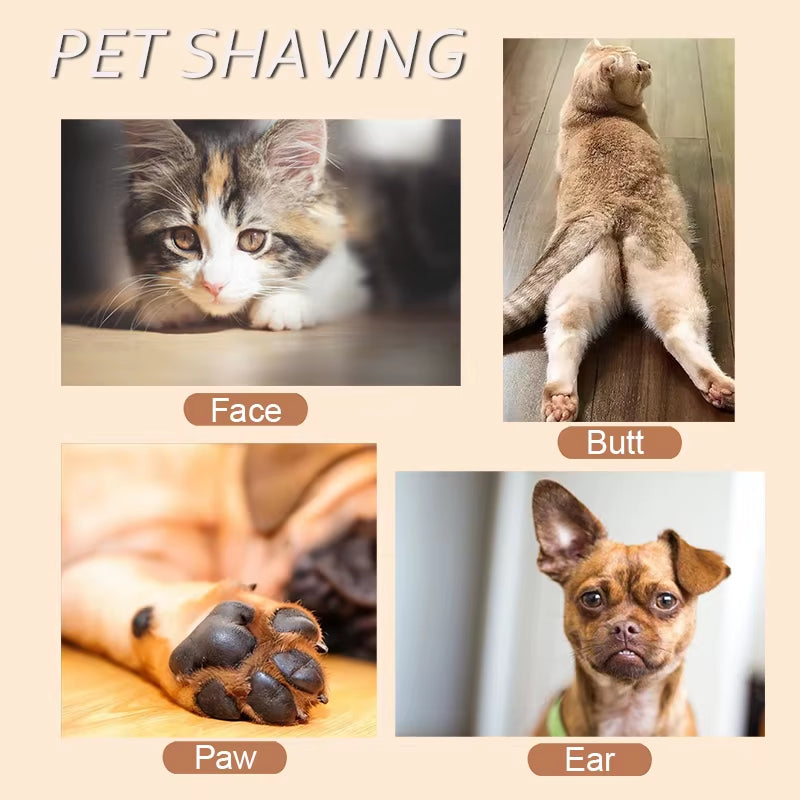 Professional Dog Cat Paw Trimmer Pet Ear Face Hair Grooming Shaver Foot Clipper Haircut Machine with LED Light