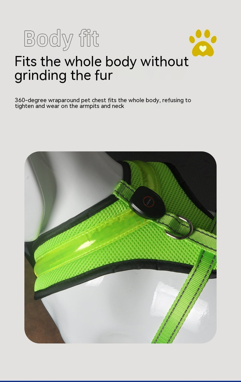 LED Luminous Dog Harness Led USB Charging Dog Chest Strap Vest Pet Safety Reflective Harness Pet Vest for Puppy Large Dog Pet Products