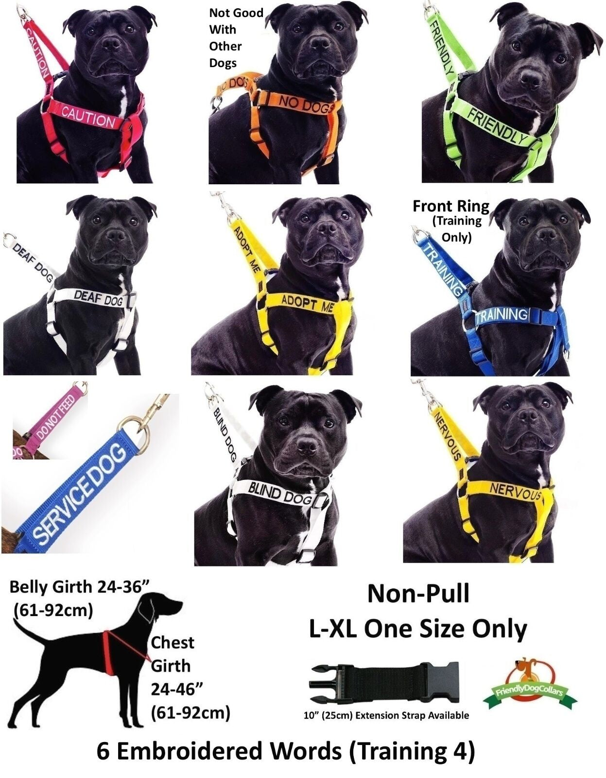 THERAPY DOG Blue Non Pull Waterproof Padded Pet Vest Harness Front Back Ring New