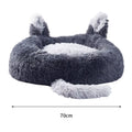 Dark Grey 70Cm round Plush Pet Dog Cat Bed with Cute Ears