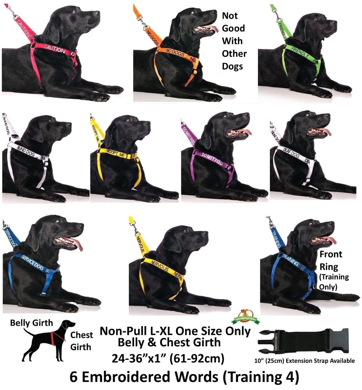 THERAPY DOG Blue Non Pull Waterproof Padded Pet Vest Harness Front Back Ring New