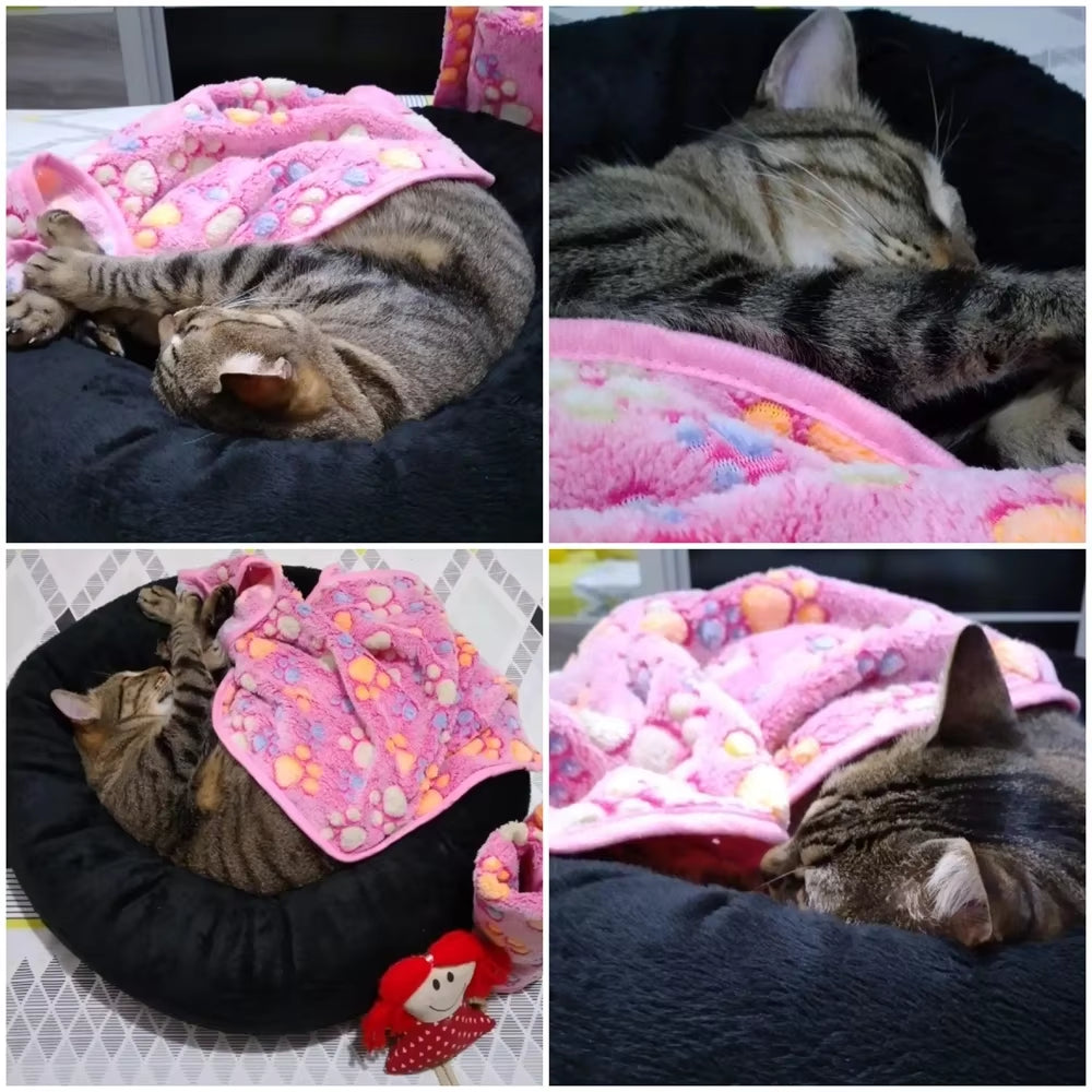 Soft Fluffy Cat Sleeping Blanket for Small Dogs Cats Mat Plush Thin Pet Cover Blanket Travel Comfortable Bed Mats Pet Supplies
