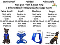 THERAPY DOG Blue Non Pull Waterproof Padded Pet Vest Harness Front Back Ring New