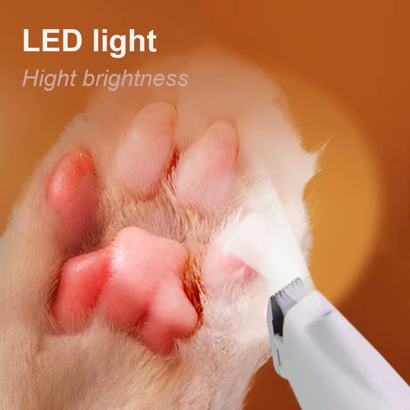 Professional Dog Cat Paw Trimmer Pet Ear Face Hair Grooming Shaver Foot Clipper Haircut Machine with LED Light