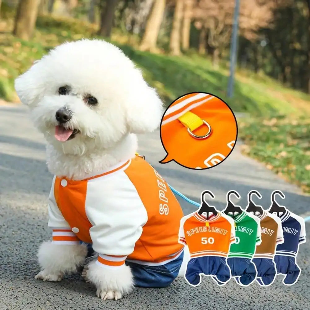 Dog Baseball Jumpsuit, a Soft and Comfortable Pet Jacket, Stylish Pet Clothing Suitable for Small and Medium Breeds