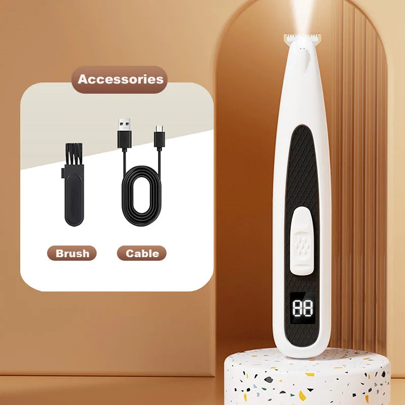 Professional Dog Cat Paw Trimmer Pet Ear Face Hair Grooming Shaver Foot Clipper Haircut Machine with LED Light