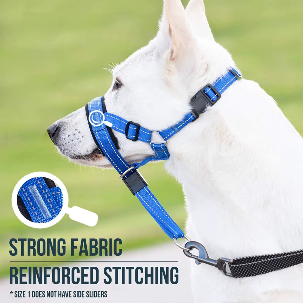 Dog Mouth Muzzles anti Bark Dog Collar Breathable Dog Training Tool Nylon Muzzle Set with Reflective Strips Summer Pet Leashes
