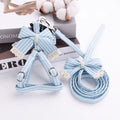 Pink Stripe Dog Collars and Harnesses Cotton Bows Girl Boy Pet Leash Set Outdoor Walking for Pitbull Chihuahua S M Accessories