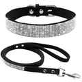 Suede Leather Puppy Dog Collar Leash Set Adjustable Rhinestone Cat Collars Walking Leashes for Small Medium Pets XS S M